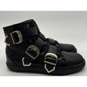 Versace for H&M  High top shoes men US 8 Eur 41 Black Lace up Straps "READ DES"